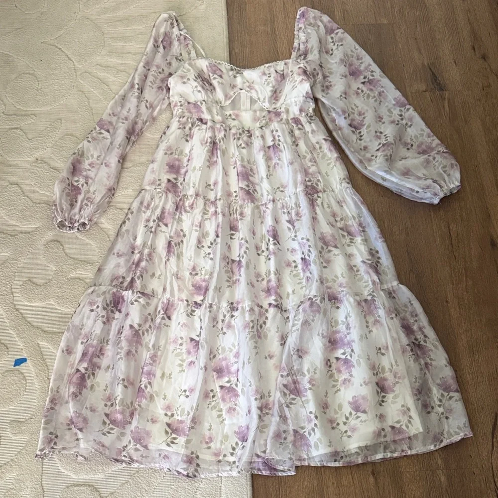 Lulu's Lavender Floral Maxi Dress - Picture 4 of 7